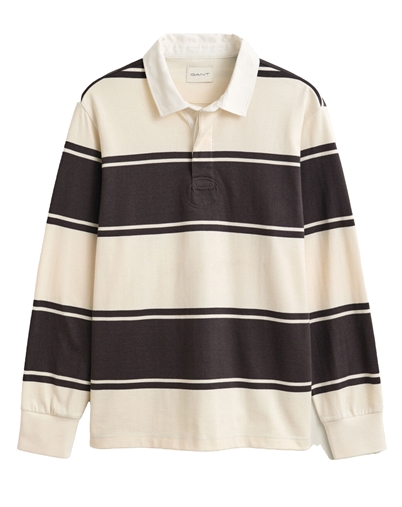 Gant - Striped Rugger Polo - Charred Wood Brown